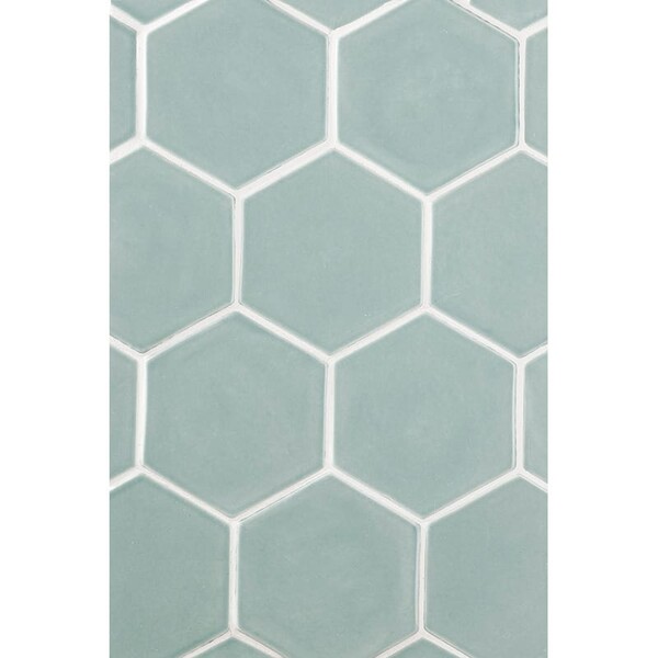 Witty Green Glossy Hexagon 5 Ceramic Tile 5 Image