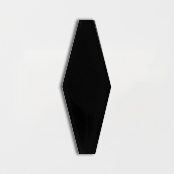 Black Glossy Longest Hexagon Ceramic Tile 3×7 7/8 Image