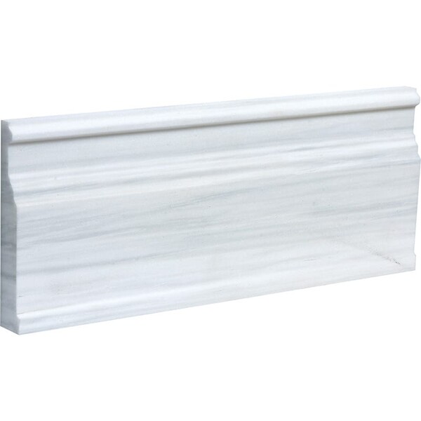 Bianco Dolomiti Classic Polished Modern Base Marble Moldings 5 1/16×12 Image