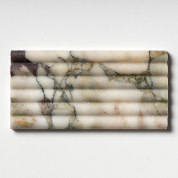 Calacatta Green Honed Flute Trim Marble Tile 6×12 Image