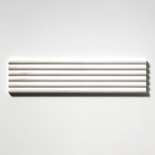 Bianco Dolomiti Classic Honed Flute Trim Marble Tile 6×24 Image