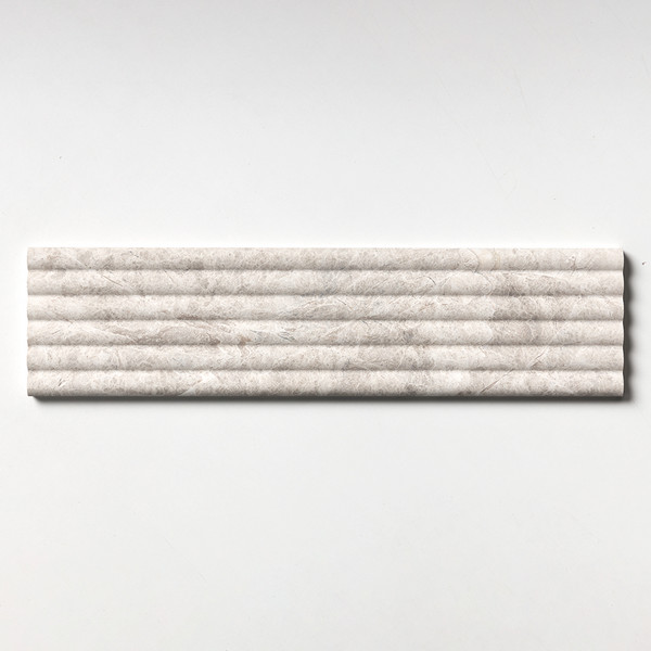 Silver Shadow Honed Flute Trim Marble Tile 6×24 Image