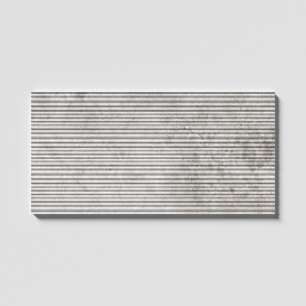 Silver Shadow Honed Thin Fluted Marble Tile 18×36 Image