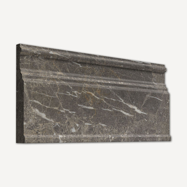 Silberne, geschliffene Marmorsockelleisten, 5 1/16×12 Zoll (Bild)