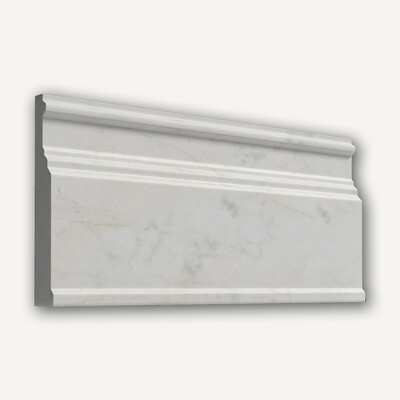 White Pearl Honed Modern Base Marble Moldings 5 1/16x12