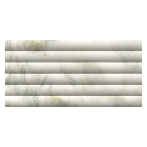 Calacatta Renaissance Honed Flute Trim Marble Accent Tiles 6×12 Image