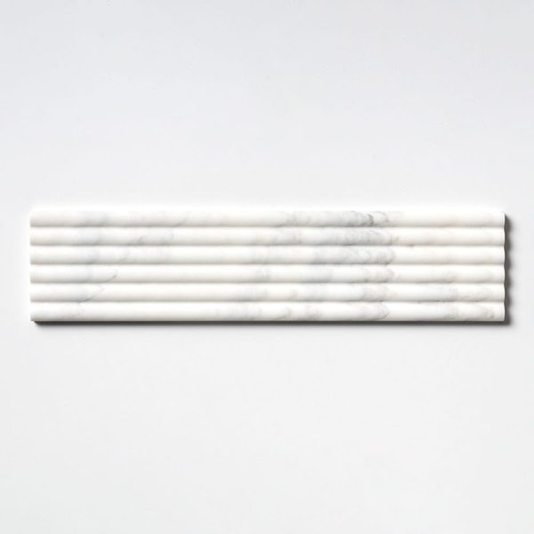Calacatta Renaissance Honed Flute Trim Marble Accent Tiles 6×24 Image