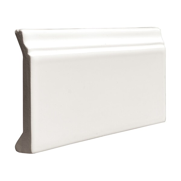 Marsala Bianco Glossy Base Trim Ceramic Moldings 4 3/16×6 Image