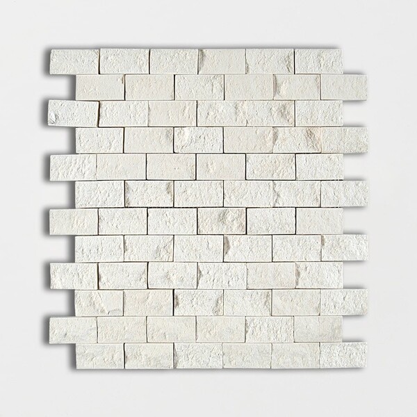 Şampanya Kaya Yüzeyi 1×2 Kireçtaşı Mozaik 12 5/8×12 5/8 Görüntü