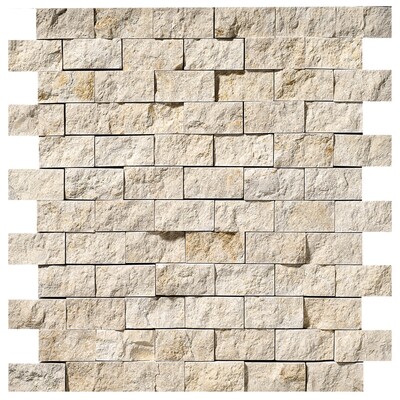 Seashell Rock Face 1x2 Limestone Mozaik 12 5/8x12 5/8