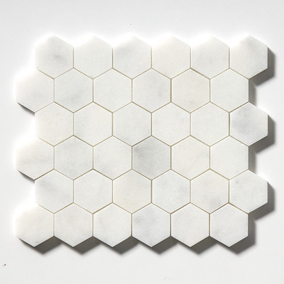 Glacier Honed Hexagon Marble Mosaic 10 3/8x12