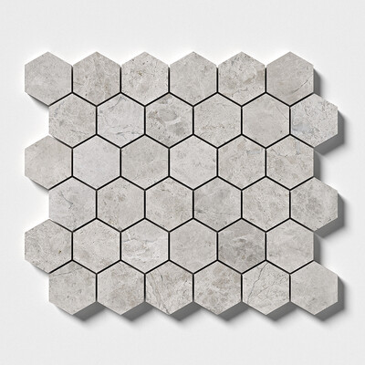 Silver Clouds Polished Hexagon Marble Mosaic 10 3/8x12