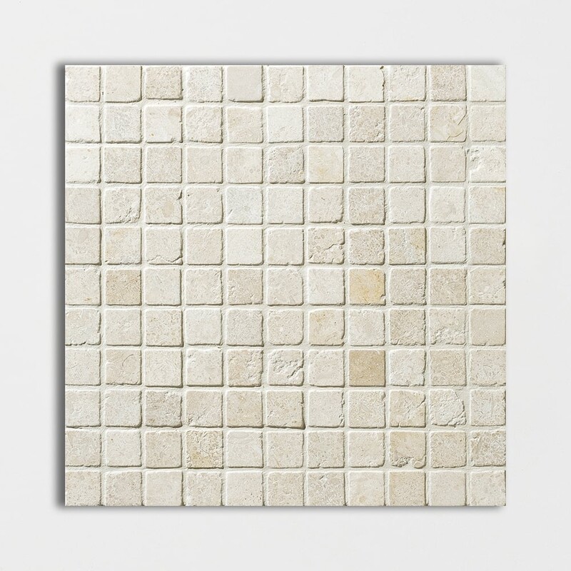 Seashell Tumbled 1x1 Limestone Mosaic 12x12