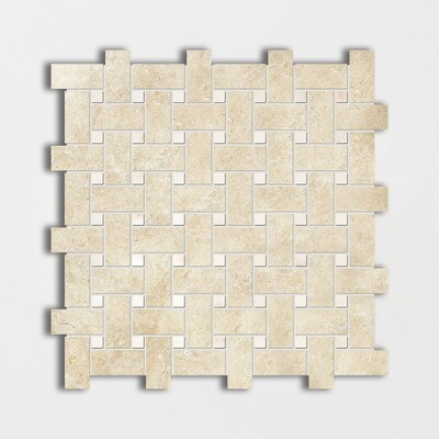 Casablanca&afyon Sugar Honed Basket Weave Limestone Mosaic 12x12