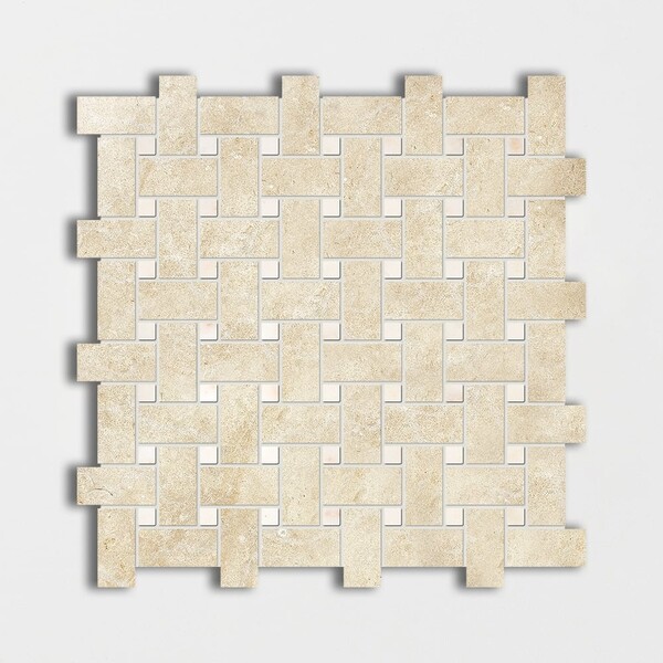 Casablanca&afyon Sugar Honed Basket Weave Limestone Mosaic 12×12 Image