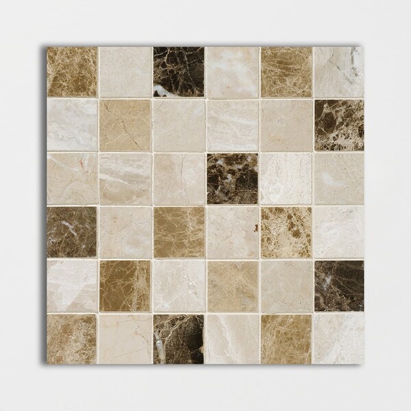 Milano Dark Blend Polished 2×2 Marble Mosaic 12×12 Image