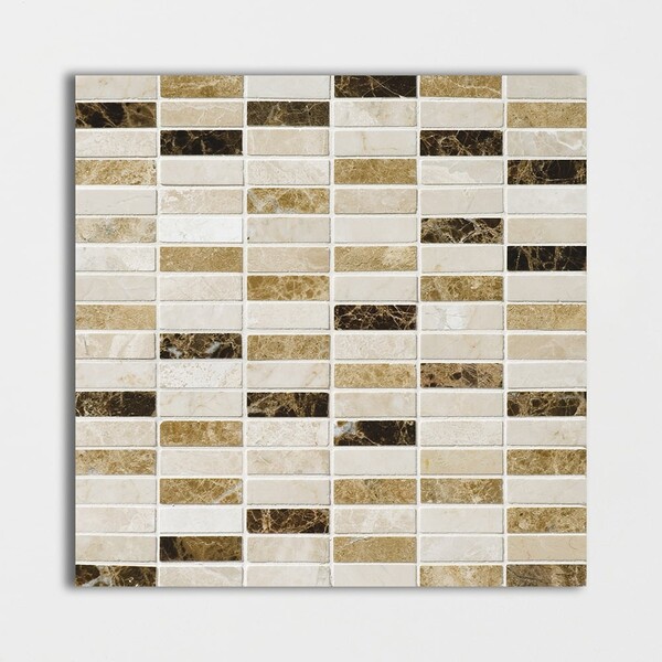 Milano Koyu Renk Karışımı Parlatılmış 5/8×2 Mermer Mozaik 12×12 Görüntü