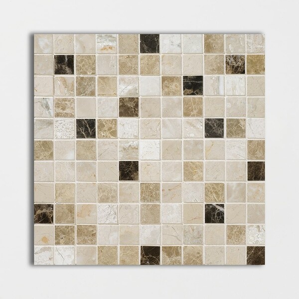 Milano Dark Blend Polished 1×1 Marble Mosaic 12×12 Image