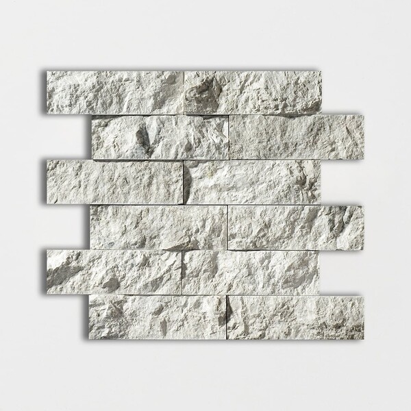 Silver Shadow Rock Face 2×6 Marble Mosaic 12×14 Image