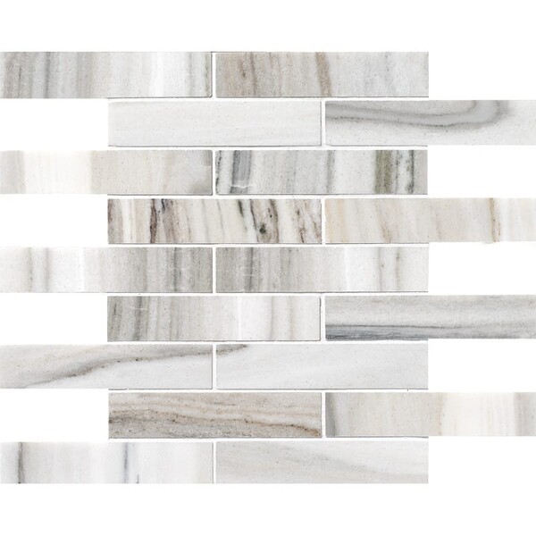Skyline Polished 1 1/4×6 Marble Mosaic 12×12 Image