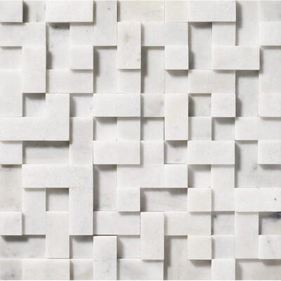 Glacier Honed Random Cubes Marble Mosaic 12x12