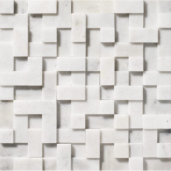 Glacier Honed Random Cubes Marble Mosaic 12×12 Image