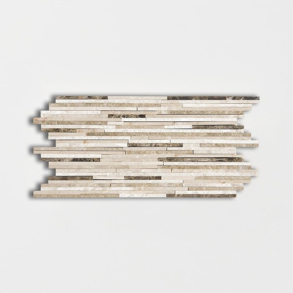 Milano Dark Blend Polished Bamboo Marble Mosaic 6×12 Image