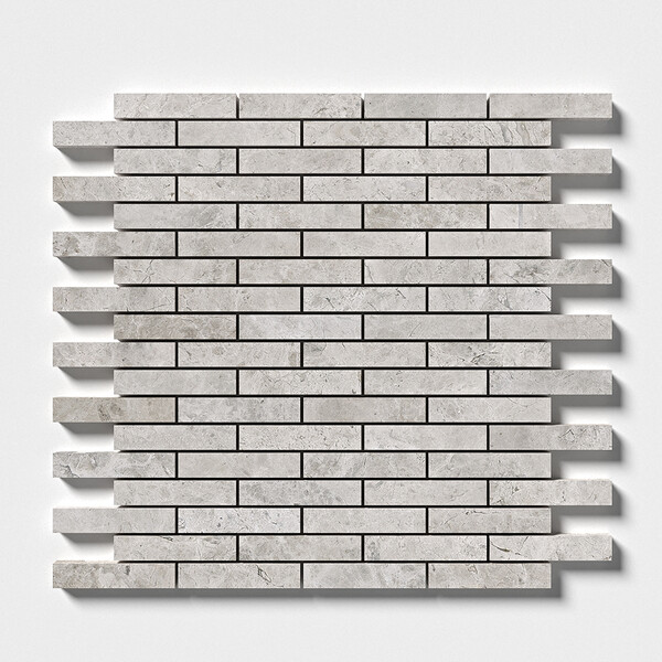 Silver Shadow Honed 5/8×3 Marble Mosaic 12×12 Image