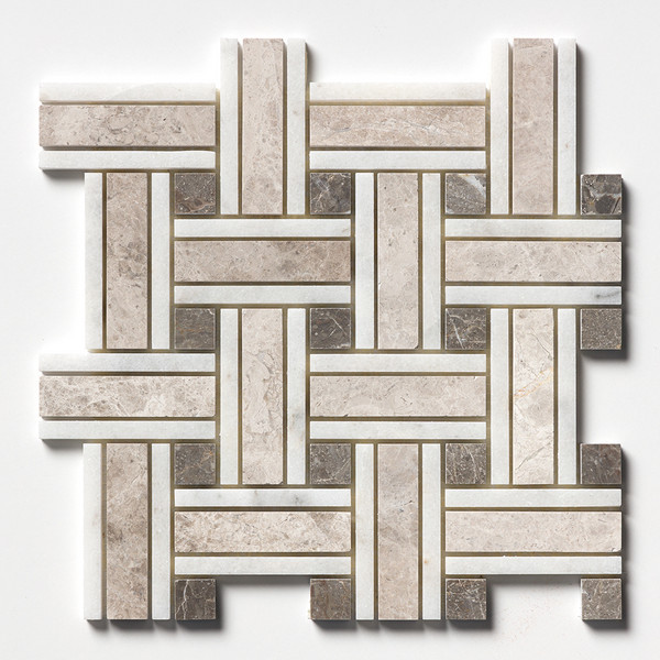 Silver Shadow Honed Lattice Marble Mosaic 12×12 Image