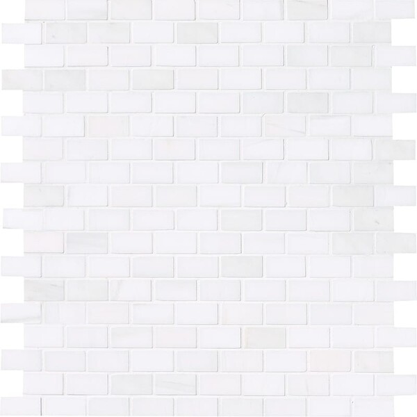 Snow White Polished 5/8×1 1/4 Marble Mosaic 12×12 Image