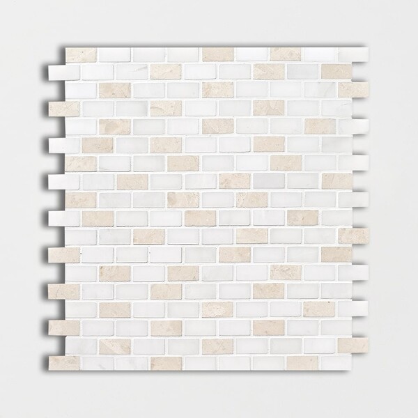 Snow White&marbella Polished 5/8×1 1/4 Marble Mosaic 12×12 Image