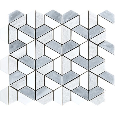 Çok Renkli Dokulu 3d Hexagon Mermer Mozaik 10 3/8x12