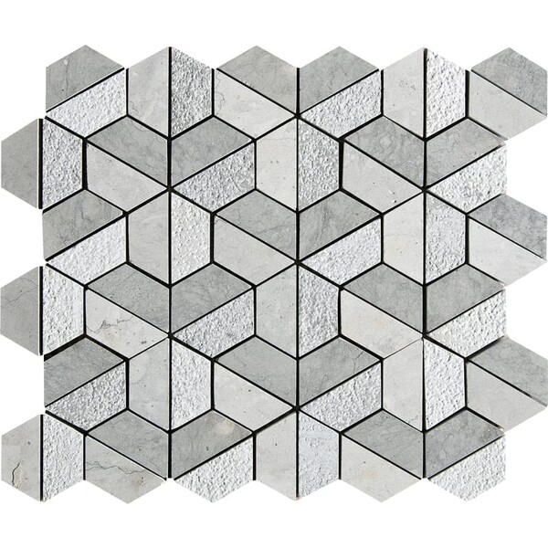 Britannia Blend Textured 3d Hexagon Limestone Mosaic 10 3/8×12 Image