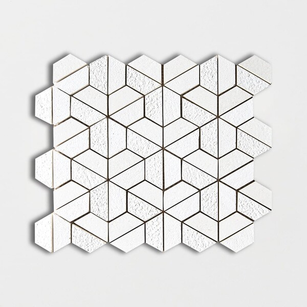 Champagne Textured 3d Hexagon Limestone Mosaic 10 3/8×12 Image