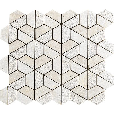 Seashell Textured 3d Hexagon Limestone Mosaic 10 3/8x12