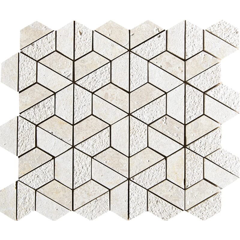 Seashell Dokulu 3d Hexagon Limestone  Mozaik 10 3/8x12