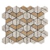 Mosaico de travertino hexagonal 3D texturizado en nogal oscuro, imagen de 10 3/8 x 12