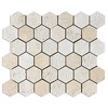 Seashell Textured Hexagon Limestone Mosaic 10 3/8×12 Image
