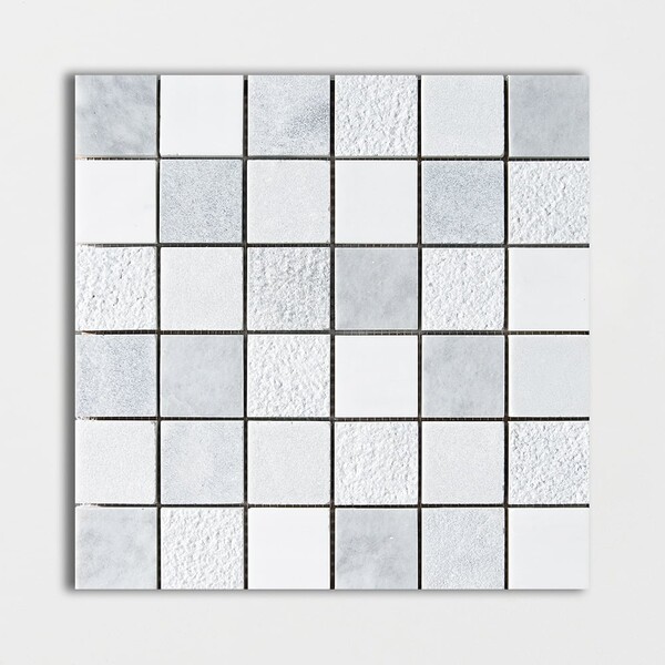 Avenza&snow White&allure Textured 2×2 Marble Mosaic 12×12 Image