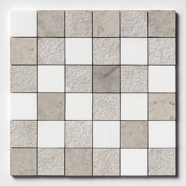 Snow White&britannia Textured 2×2 Marble Mosaic 12×12 Image