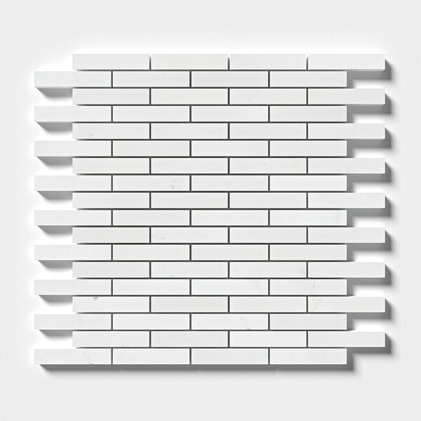 Aspen White Honed 5/8×3 Marble Mosaic 12×12 Image