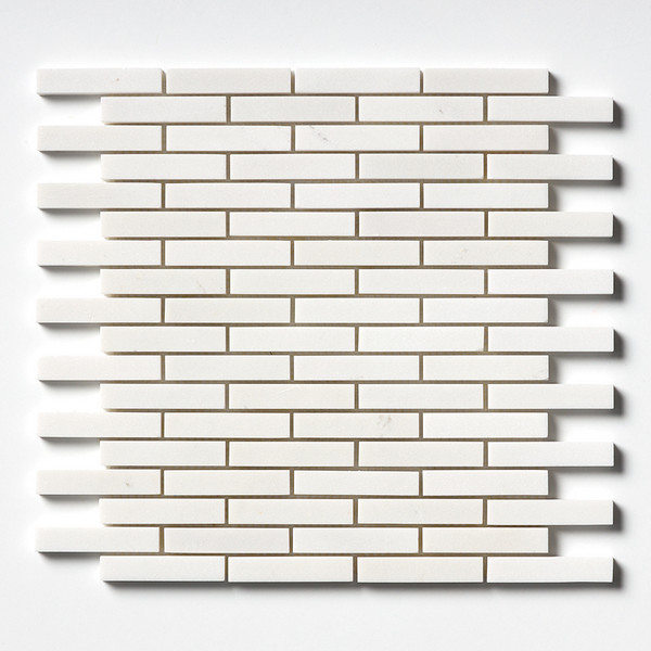 Aspen White Polished 5/8×3 Marble Mosaic 12×12 Image