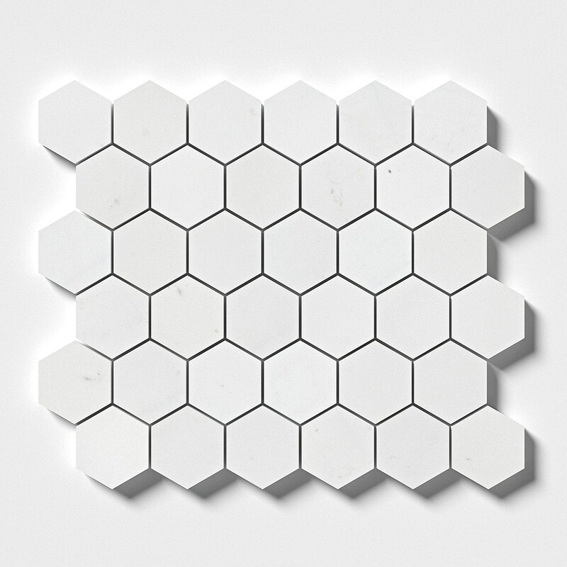 Aspen White Cilalı Altıgen Mermer Mozaik 10 3/8x12