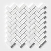 Aspen White Polished Herringbone Marble Mosaic 12 1/8×13 3/8 Image