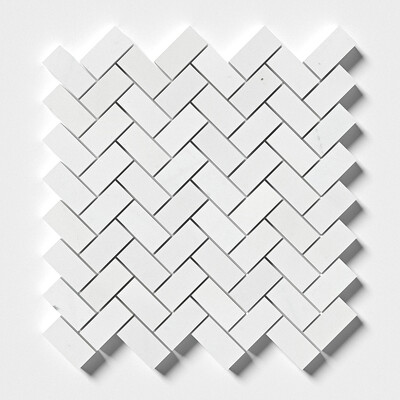 Aspen White Polished Herringbone 1x2 Marble Mosaic 11x11