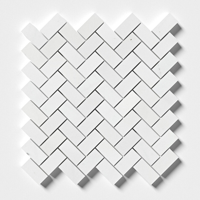 Aspen White Cilalı Balıksırtı 1x2 Mermer Mozaik 11x11