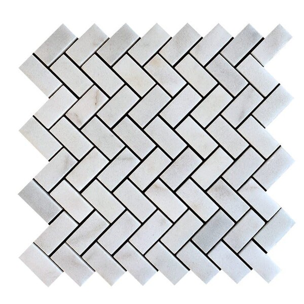 Avalon Polished Herringbone Marble Mosaic 12 1/8×13 3/8 Image