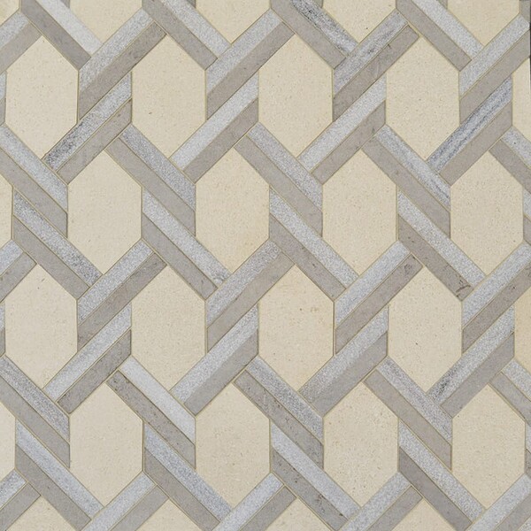 Champagne, Skyline, Britannia Multi Finish Braided Hexagon Marble Mosaic 9 11/16×16 7/16 Image