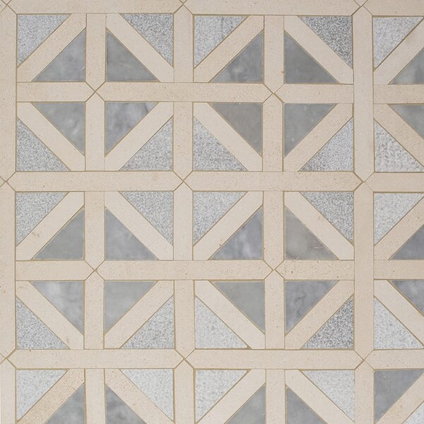 Avenza, Palisandra, Champagne Multi Finish Classic Lattice Marble Mosaic 14 3/4×14 3/4 Image