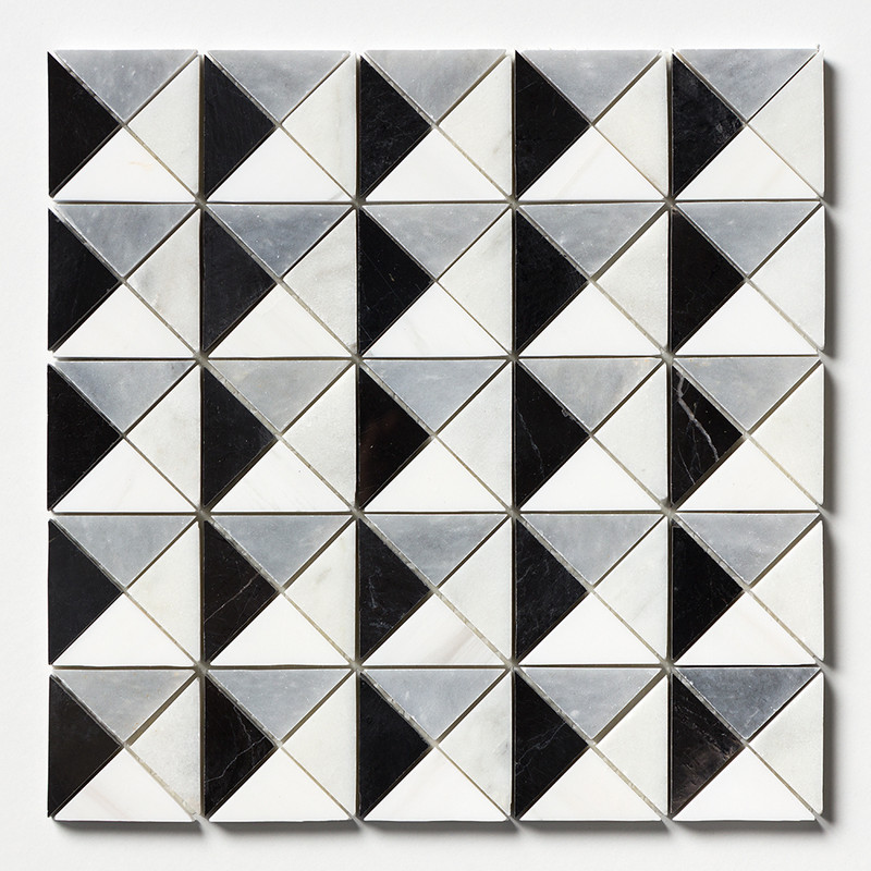 Siyah, Glacier, Allure, Snow White Multi yüzey işlemi Devon Mermer Mozaik 12 1/2x12 1/2